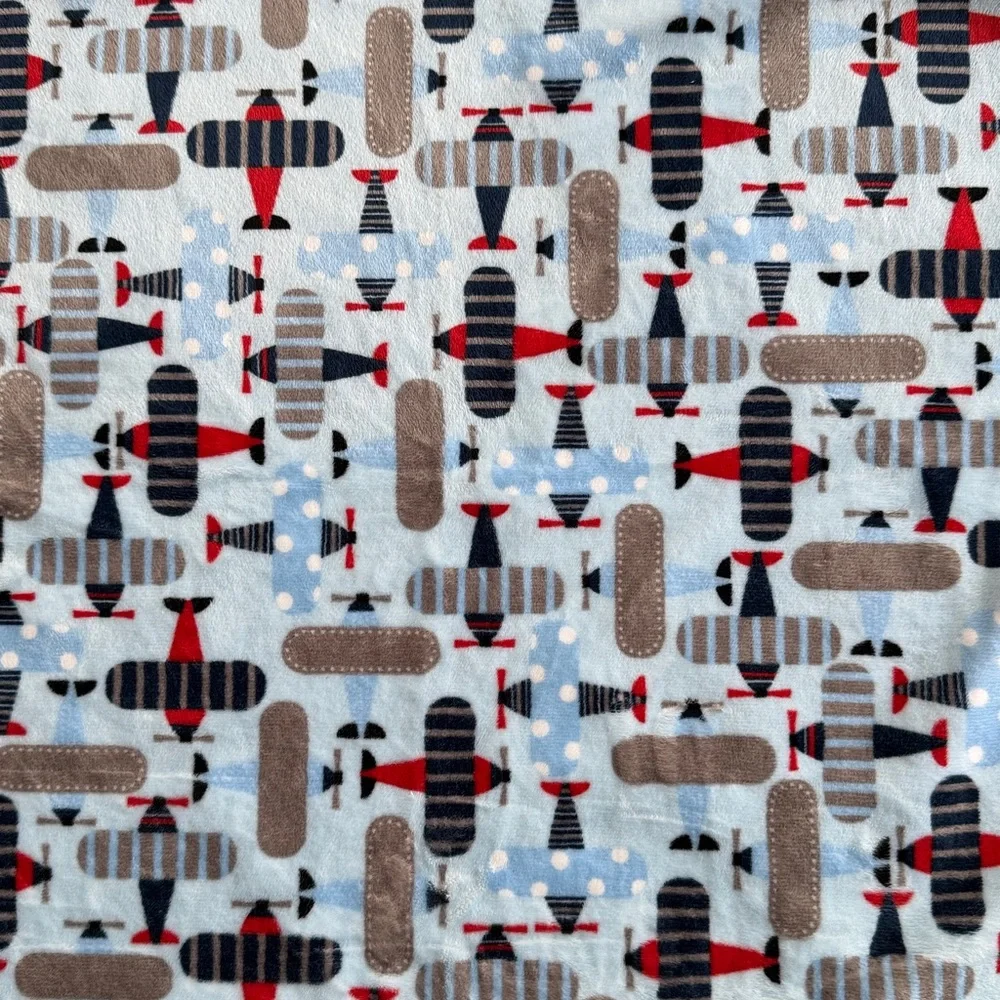 Airplane Minky Pillowcase Double-Sided Print – Blue/Navy Standard (NEW)